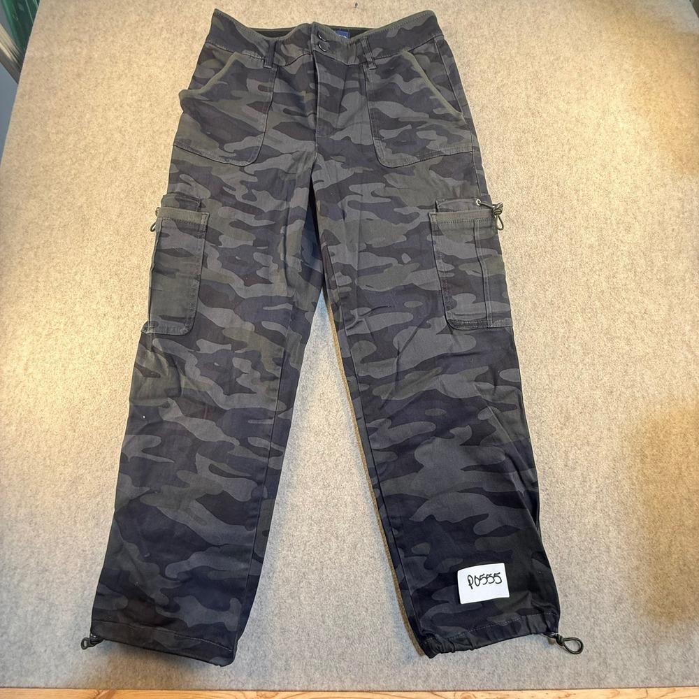 Democracy Ab solution Camo Cargo Pants Grey Black‎ Camouflage Size 10 Adjustable